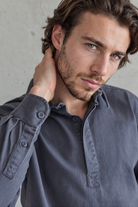 Washed Navy Twill Popover Shirt - Jack Martin