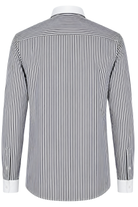 THOMAS - Black Striped Penny Collar Shirt - Jack Martin