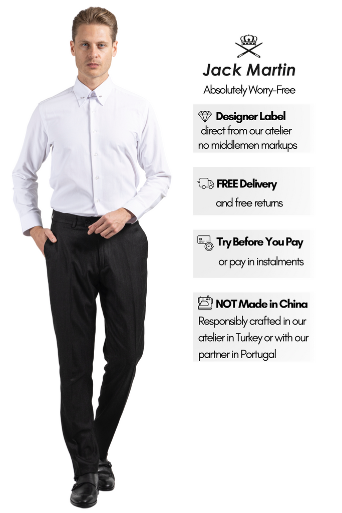 LUKE - White Subtle Stripe Pin Collar Shirt - Jack Martin
