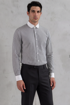 THOMAS - Black Striped Penny Collar Shirt - Jack Martin