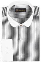 THOMAS - Black Striped Penny Collar Shirt - Jack Martin