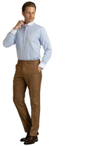 THOMAS - Dark Blue Herringbone Penny Collar Shirt - Jack Martin