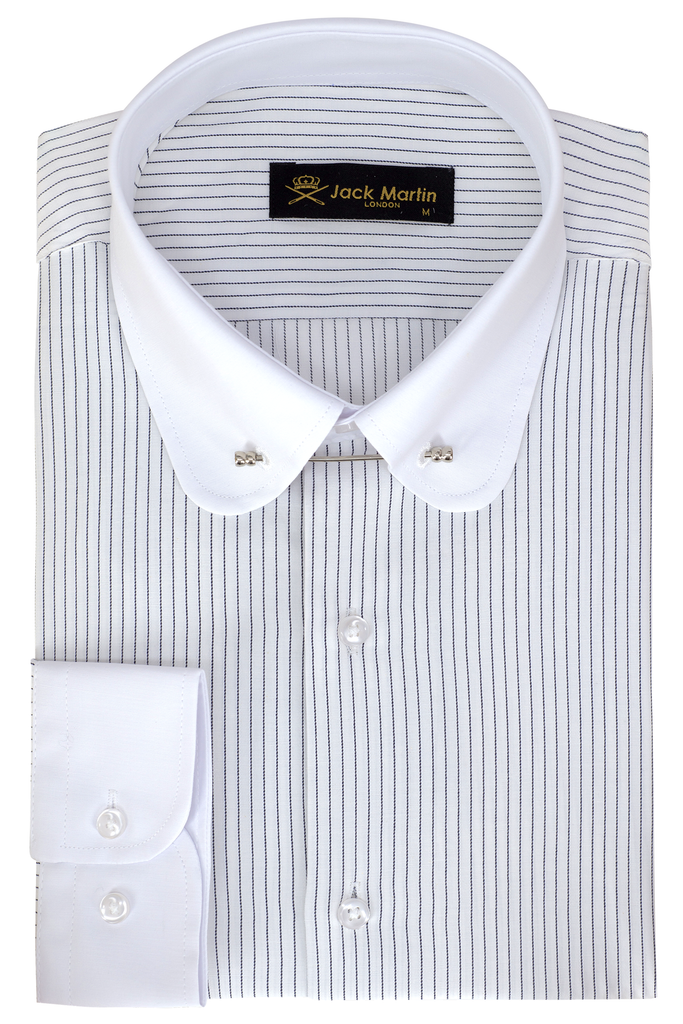 TOMMY Black White Stripe Pin Collar Shirt Jack Martin