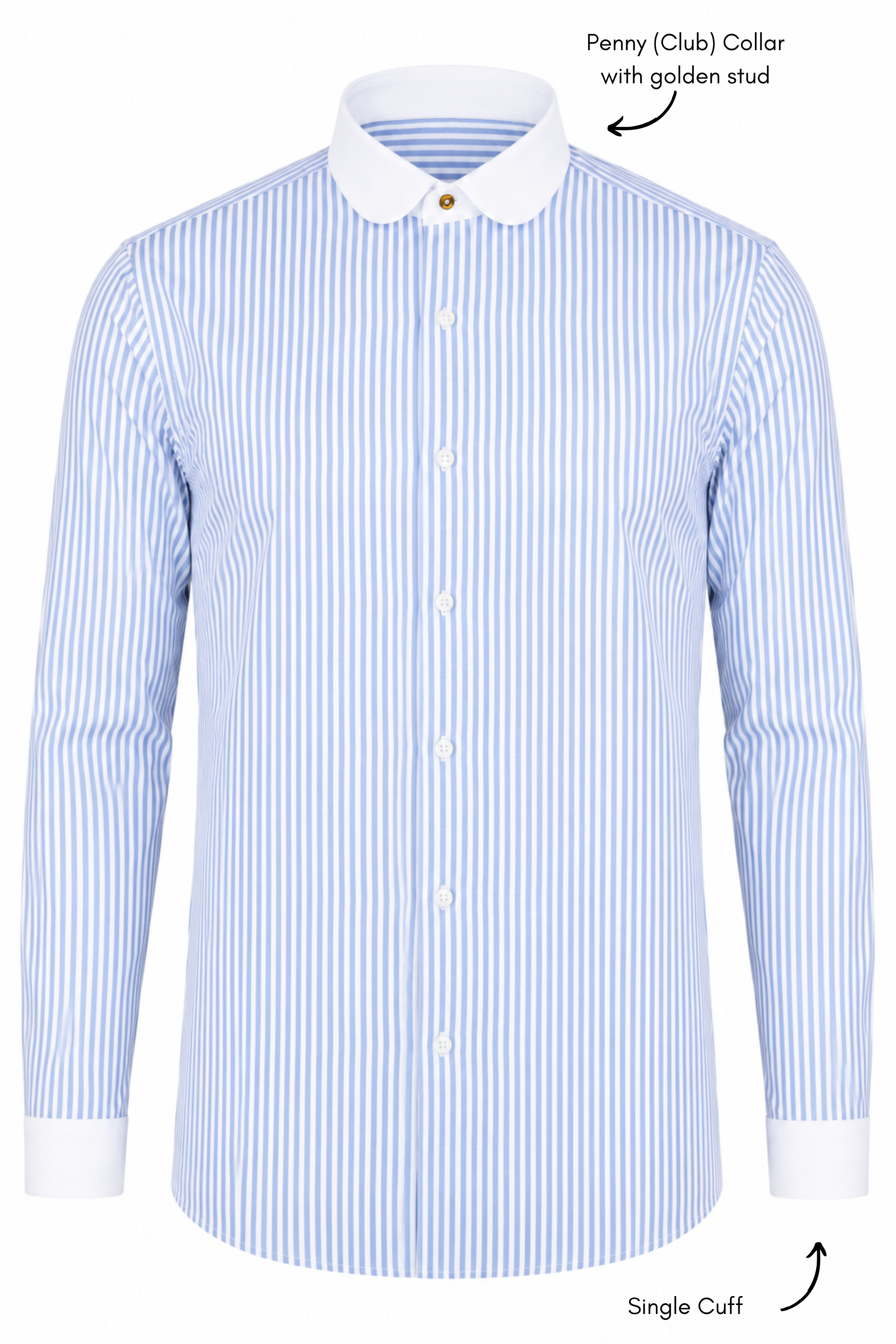 THOMAS - Blue Striped Penny Collar Shirt - Jack Martin