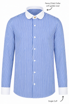 THOMAS - Royal Blue Striped Penny Collar Shirt - Jack Martin