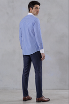 THOMAS - Royal Blue Striped Penny Collar Shirt - Jack Martin