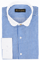 THOMAS - Royal Blue Striped Penny Collar Shirt - Jack Martin
