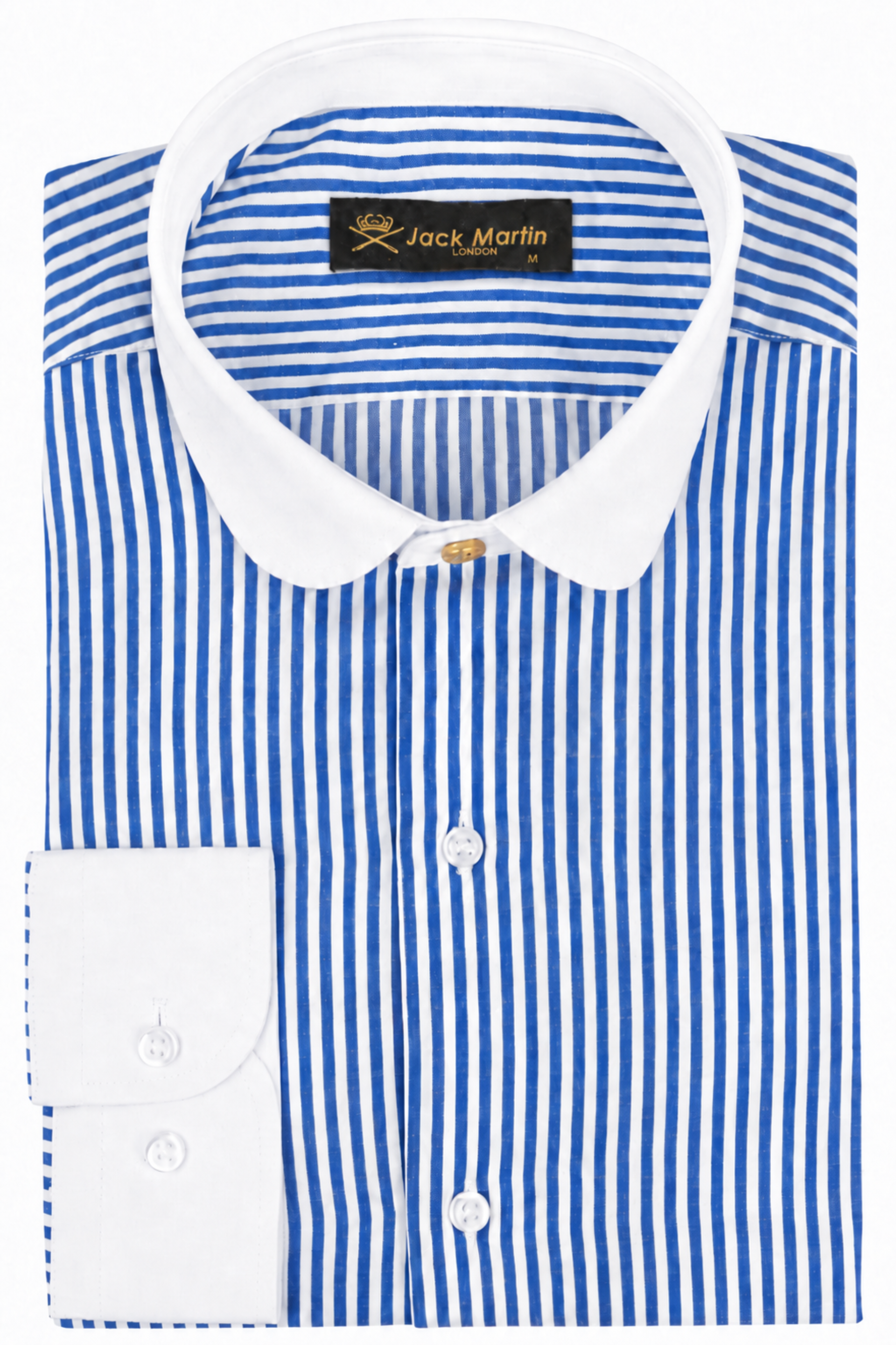 THOMAS - Dark Blue Striped Club Collar Shirt