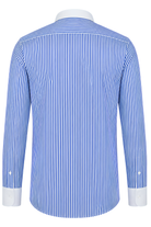 THOMAS - Royal Blue Striped Penny Collar Shirt - Jack Martin