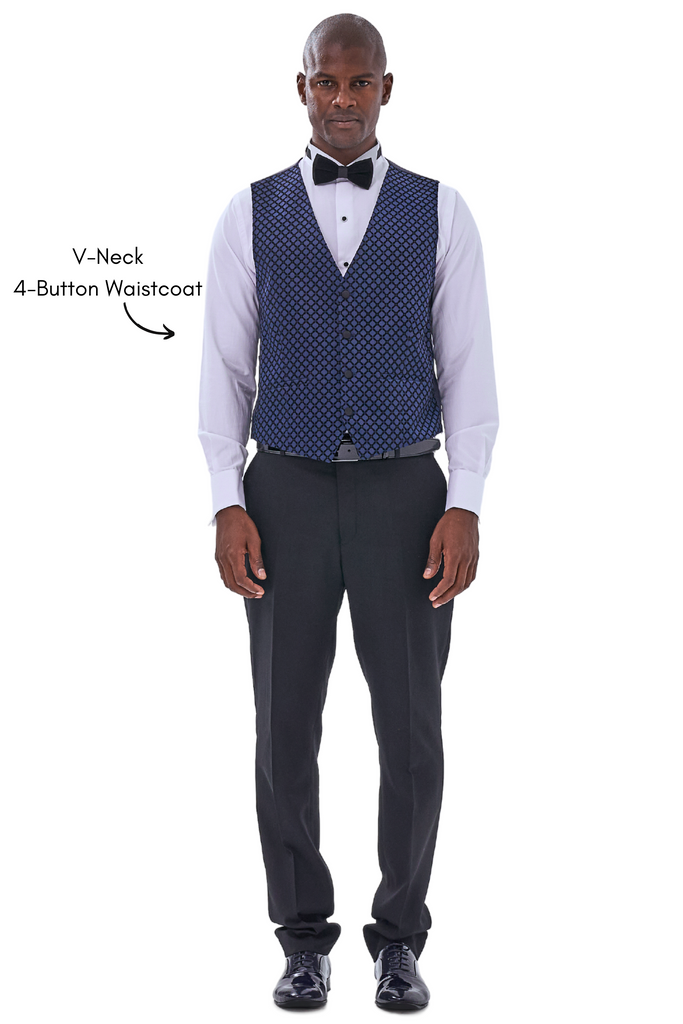 DIAMOND - Midnight Blue Printed Velvet Dinner & Tuxedo Jacket - Jack Martin