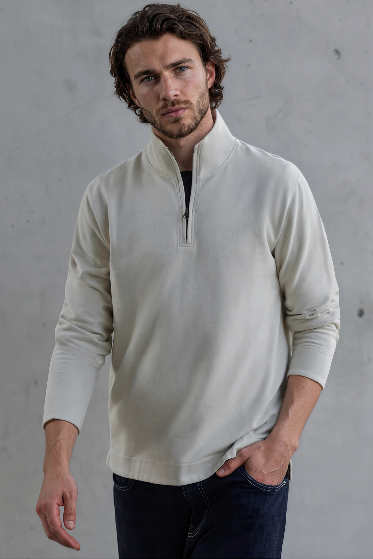 Ecru Piqué Quarter-Zip - Jack Martin