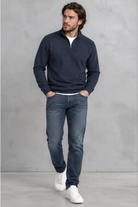 Navy Piqué Quarter-Zip - Jack Martin