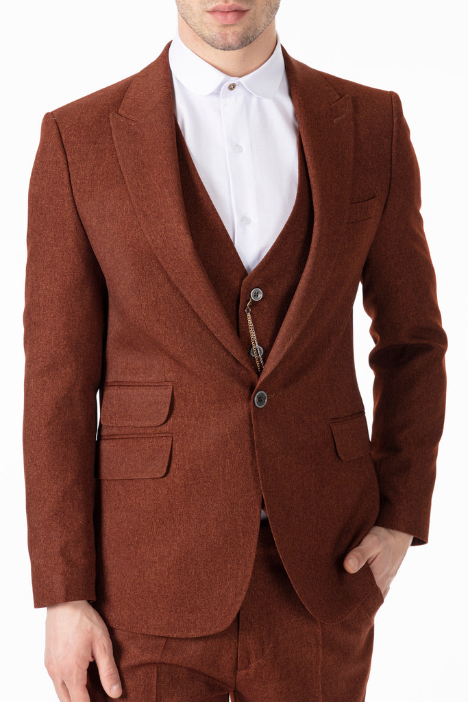 TOMMY - Peaky Blinders Style - Tobacco Brown Tweed Blazer - Jack Martin Menswear