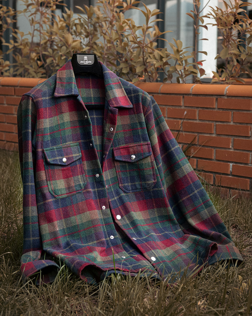 Theo - Green & Wine Check Overshirt - Jack Martin