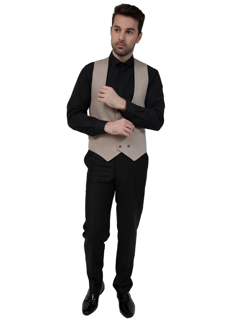 Cream Tweed Double Breasted Waistcoat - Jack Martin Menswear