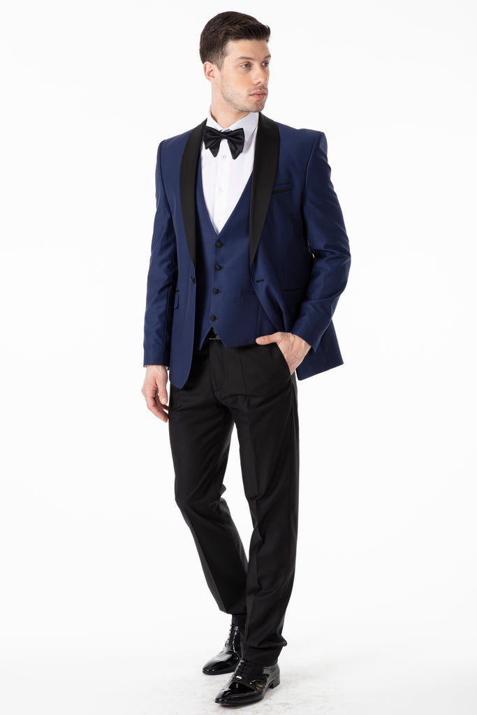 Midnight Blue Plain Dinner / Tuxedo Jacket with Shawl Lapel - Jack Martin Menswear