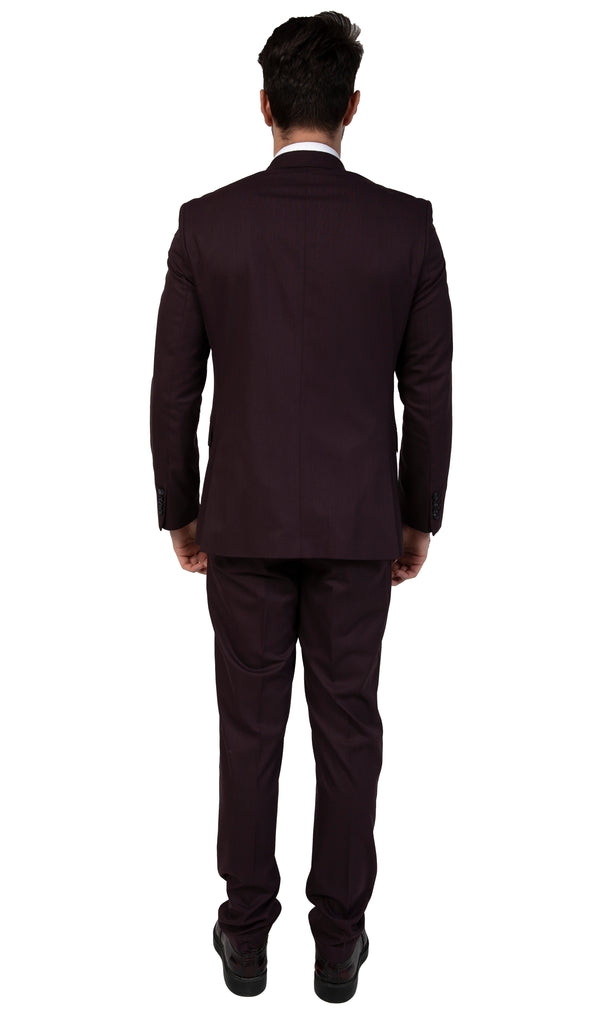 Burgundy Semi Plain Suit Jacket / Blazer with Peak Lapel (PERCY) - Jack Martin Menswear