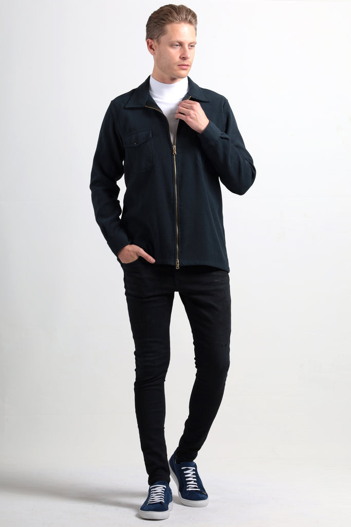 Benjamin - Navy Zip Up Overshirt - Jack Martin