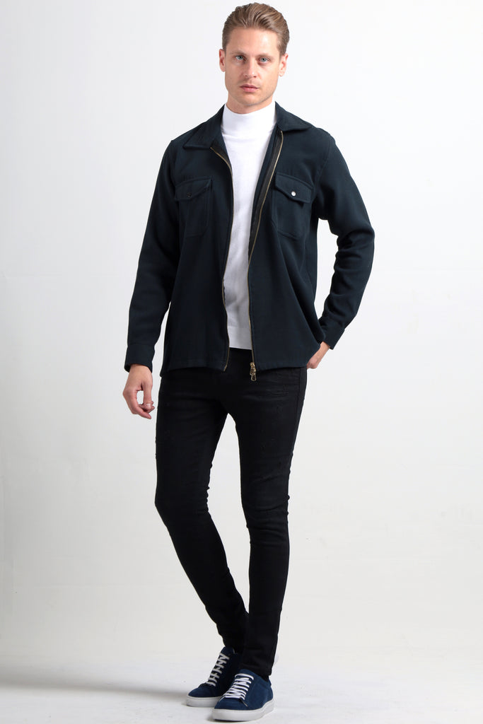 Benjamin - Navy Zip Up Overshirt - Jack Martin