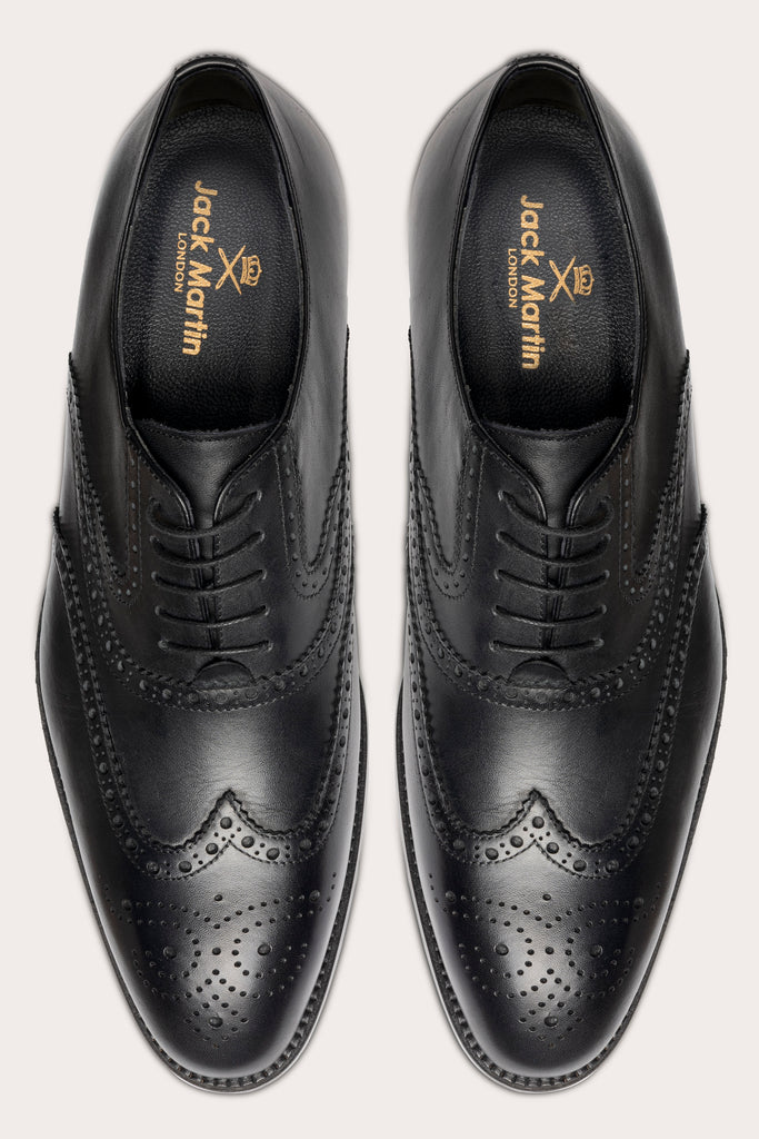 CHARLES - Black Handmade Leather Brogue Oxford Shoes - Jack Martin