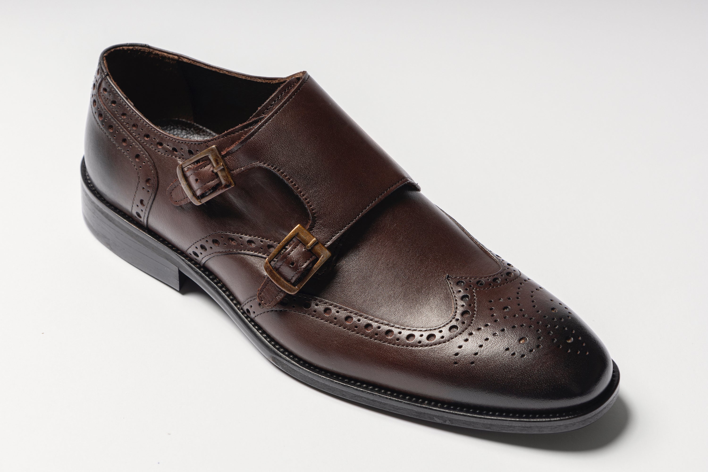 BLAKE - Brown Double Monk Strap Shoes | Jack Martin Menswear BLAKE - Brown Double Monk Strap Shoes | Jack Martin Menswear