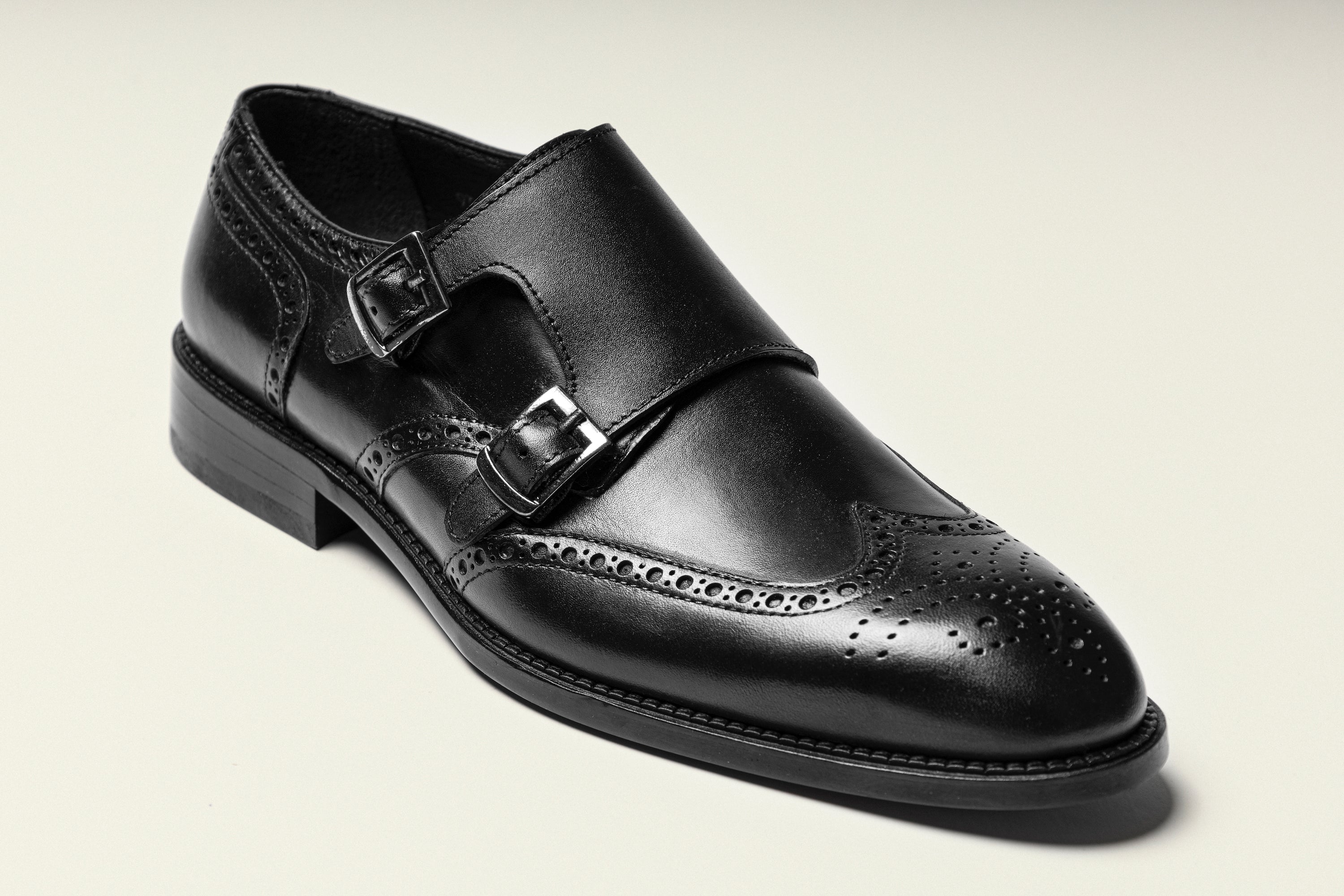 BLAKE - Black Handmade Leather Double Monk Strap Shoes BLAKE - Black Handmade Leather Double Monk Strap Shoes