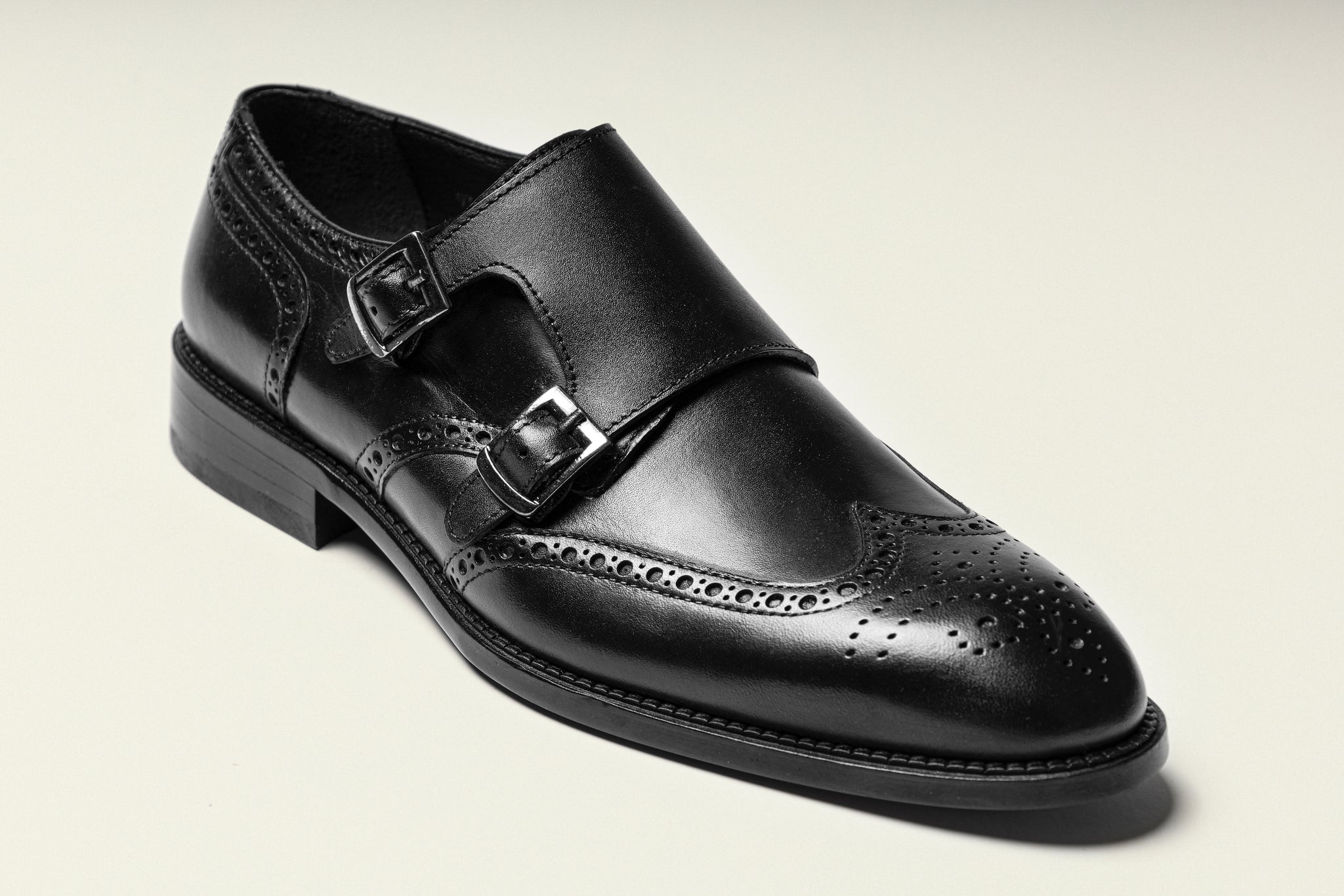 BLAKE - Black Handmade Leather Double Monk Strap Shoes BLAKE - Black Handmade Leather Double Monk Strap Shoes