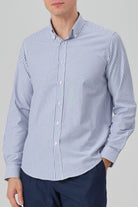 DAVID - Navy Striped Oxford Button Down Casual Shirt - Jack Martin
