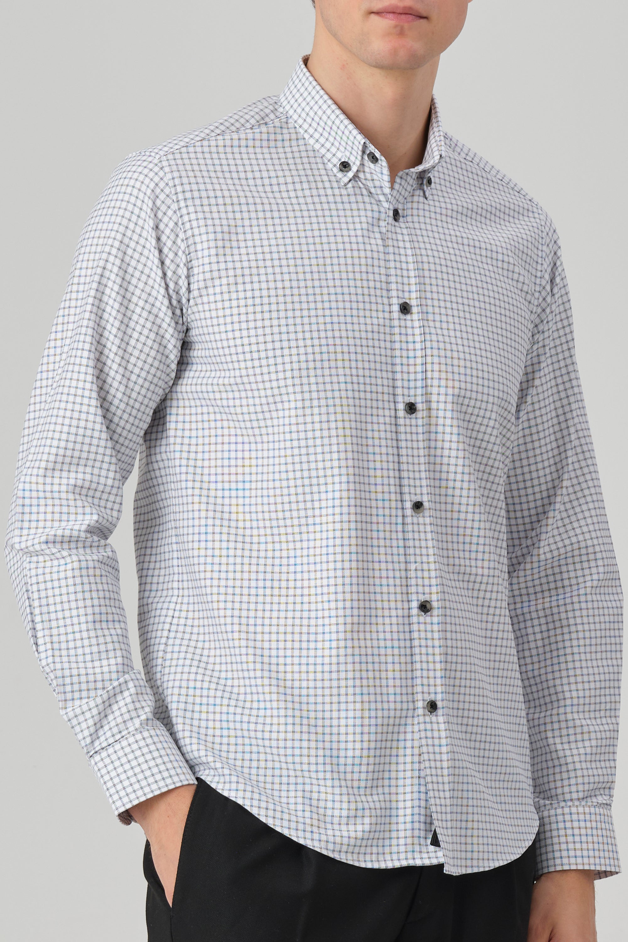 DAVID - Black Check Oxford Button Down Casual Shirt - Jack Martin