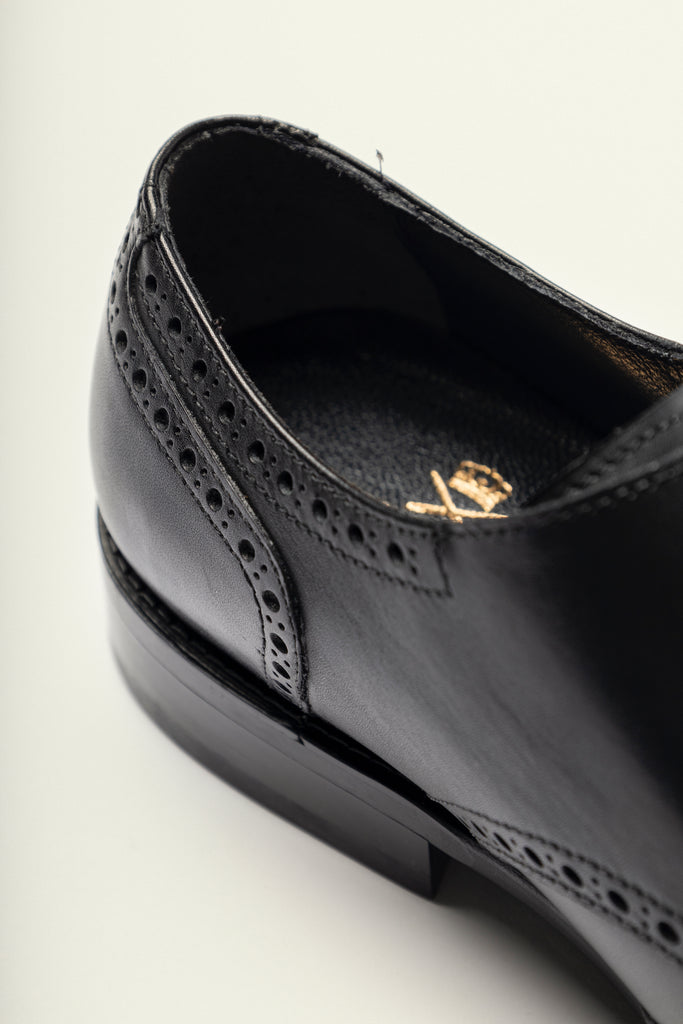 BLAKE - Black Handmade Leather Double Monk Strap Shoes - Jack Martin Menswear