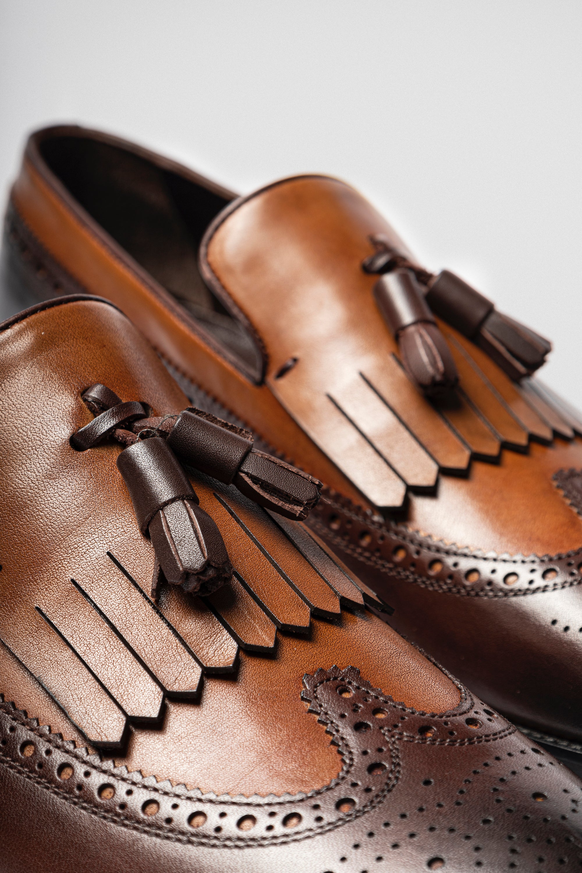 MILANO - Brown & Tan Brogue Tassel Loafers | Jack Martin MILANO - Brown & Tan Brogue Tassel Loafers | Jack Martin