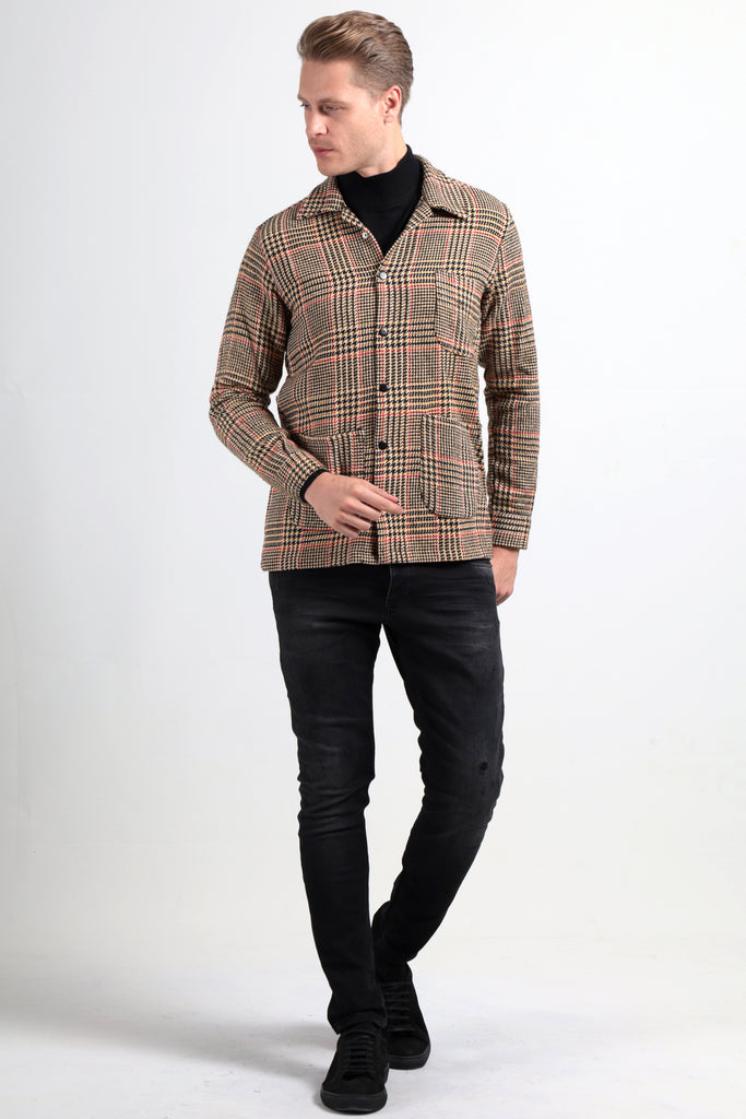 Freddie - Tan Glen Check Overshirt - Jack Martin