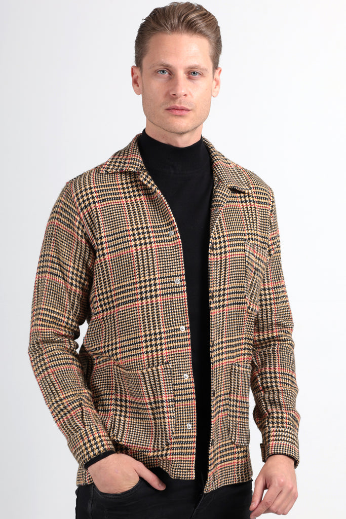 Freddie - Tan Glen Check Overshirt - Jack Martin