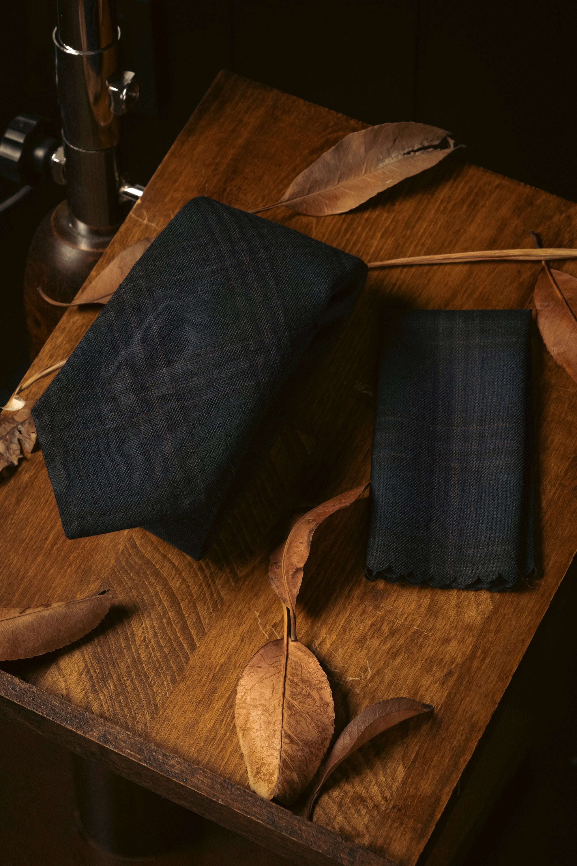 Tie & Hanky Set: Green and Navy Wool Tie & Hanky - Jack Martin