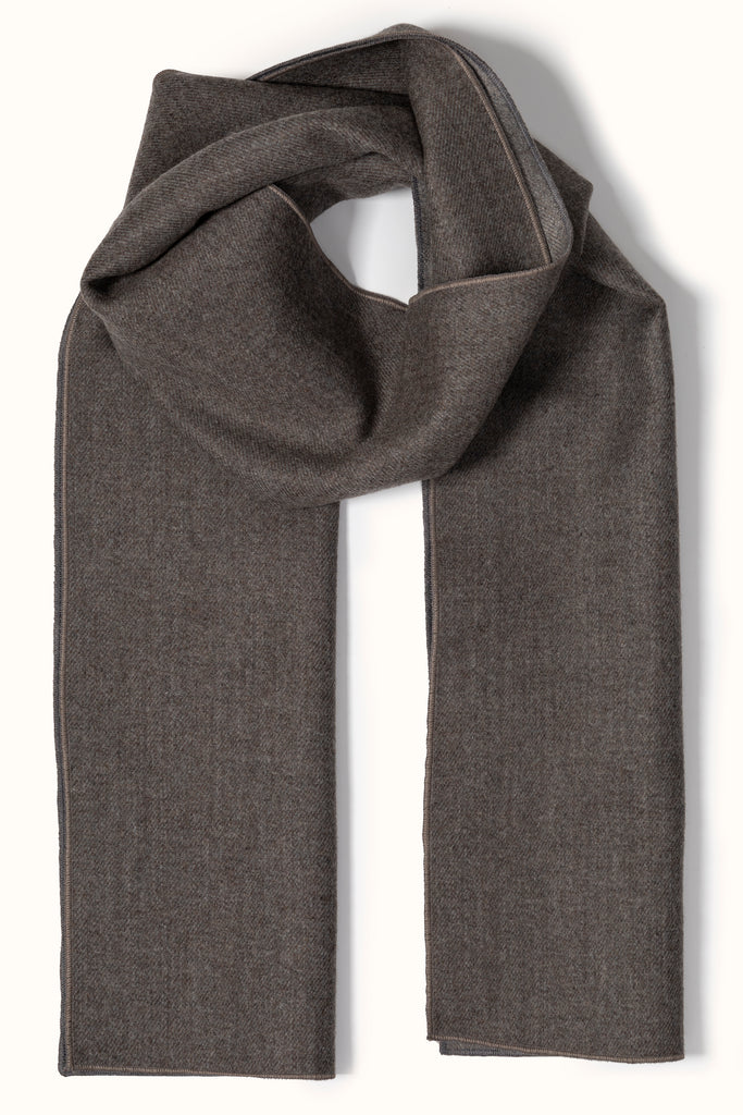 Brown Heavyweight Wool Tweed Scarf - Jack Martin Menswear
