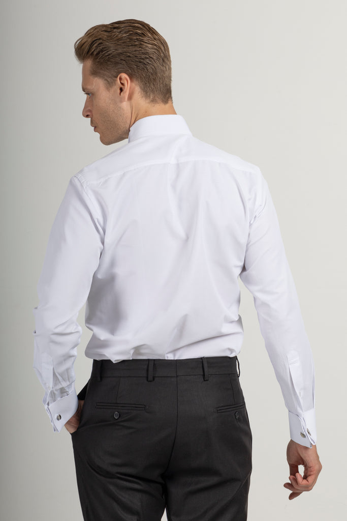 WILLIAM - White Wing Collar Double Cuff Dress Shirt - Jack Martin
