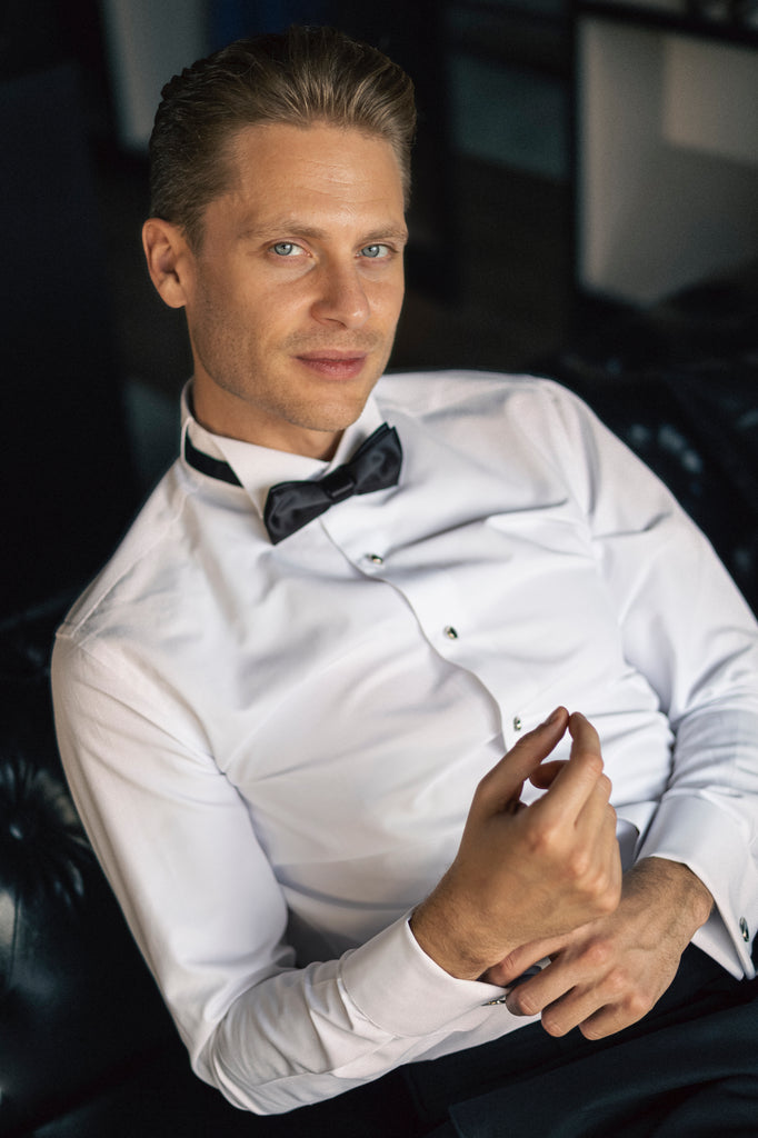 WILLIAM - White Wing Collar Double Cuff Dress Shirt - Jack Martin