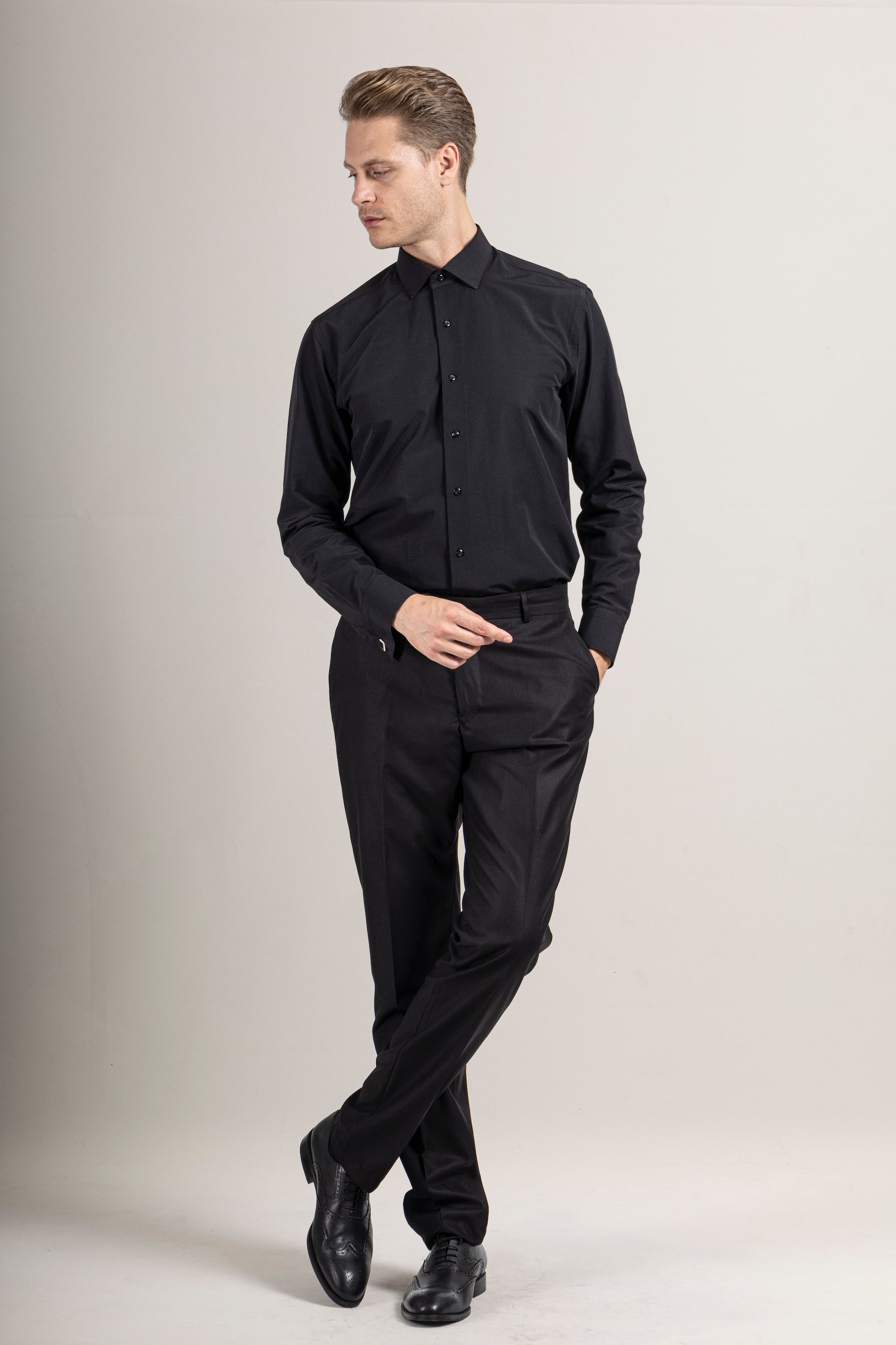 GEORGE - Black Formal Slim Fit Shirt with Cufflinks - Jack Martin