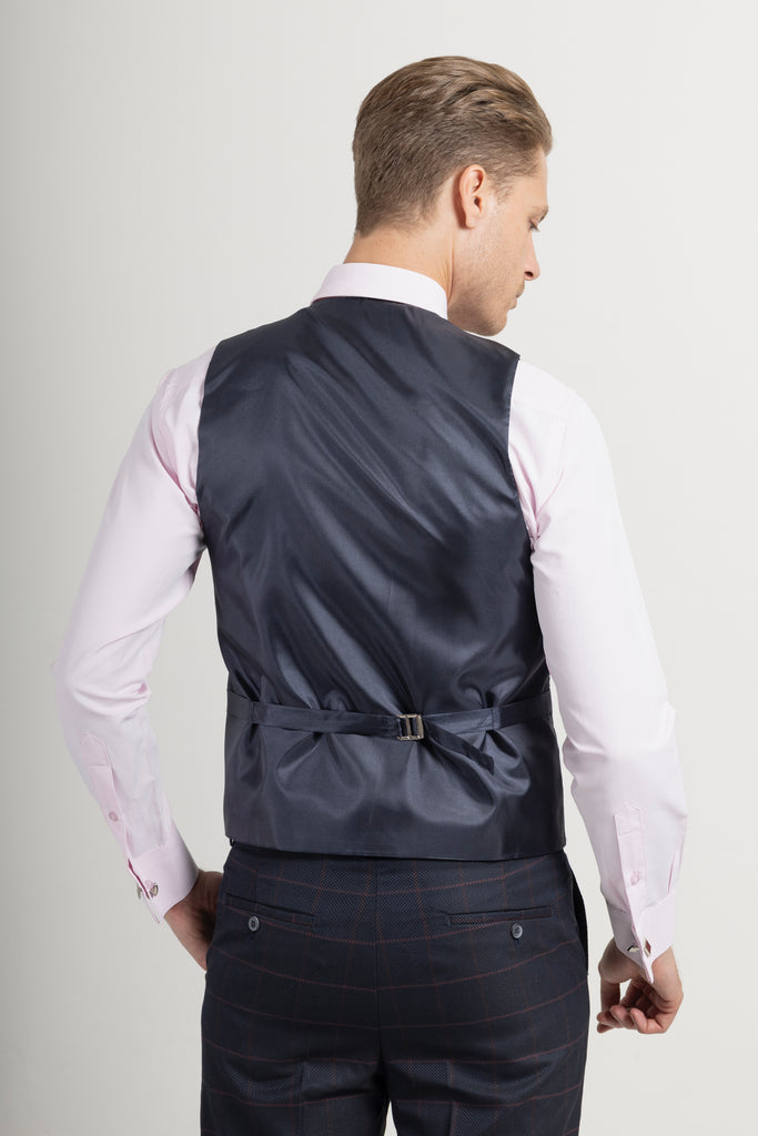 ARTHUR - Navy Check Tailored Fit 3 Piece Suit - Jack Martin