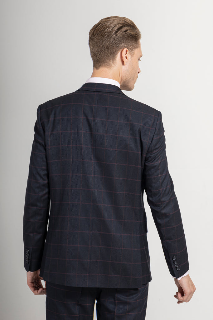ARTHUR - Navy Check Tailored Fit 3 Piece Suit - Jack Martin