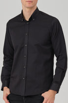 LIAM - Black Dobby Stripe Button Down Casual Shirt - Jack Martin
