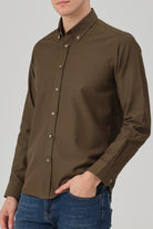 LIAM - Green Dobby Stripe Button Down Casual Shirt - Jack Martin