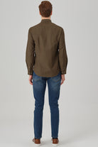 LIAM - Green Dobby Stripe Button Down Casual Shirt - Jack Martin
