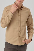 LIAM - Tan Dobby Stripe Button Down Casual Shirt - Jack Martin