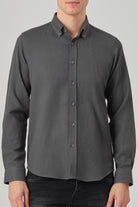 NOAH - Grey Waffle Button Down Casual Shirt - Jack Martin