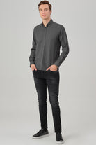 NOAH - Grey Waffle Button Down Casual Shirt - Jack Martin