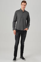 NOAH - Grey Waffle Button Down Casual Shirt - Jack Martin