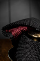 Knitted Tie: Red & Black Dobby Knit Tie - Jack Martin