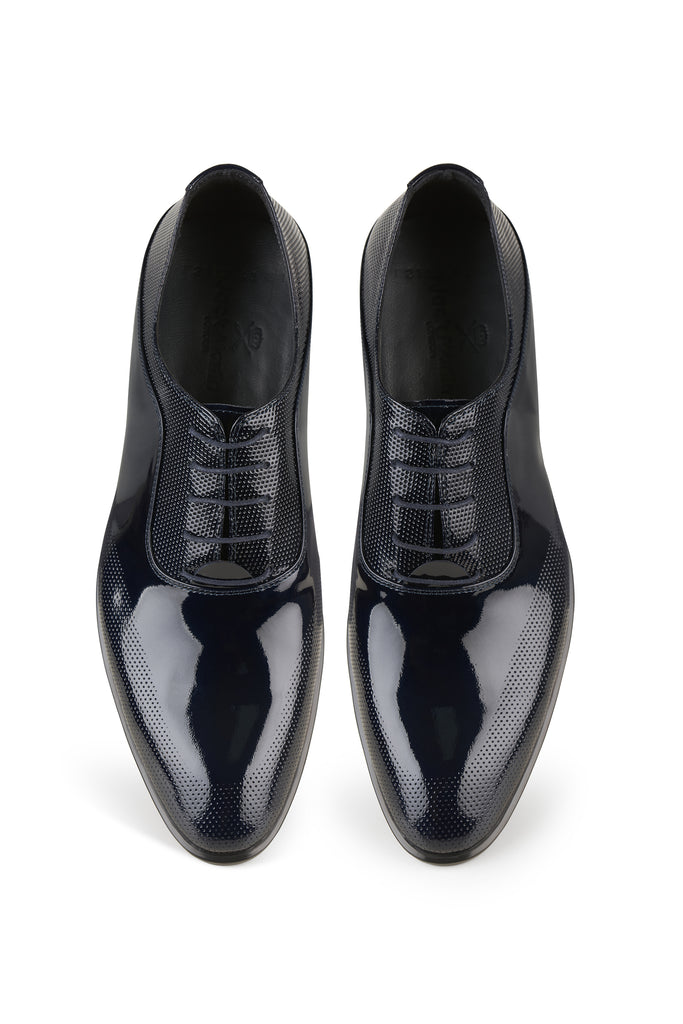 TORRES - Navy Blue Patent Dress Shoes, Belt & Socks Set - Jack Martin Menswear