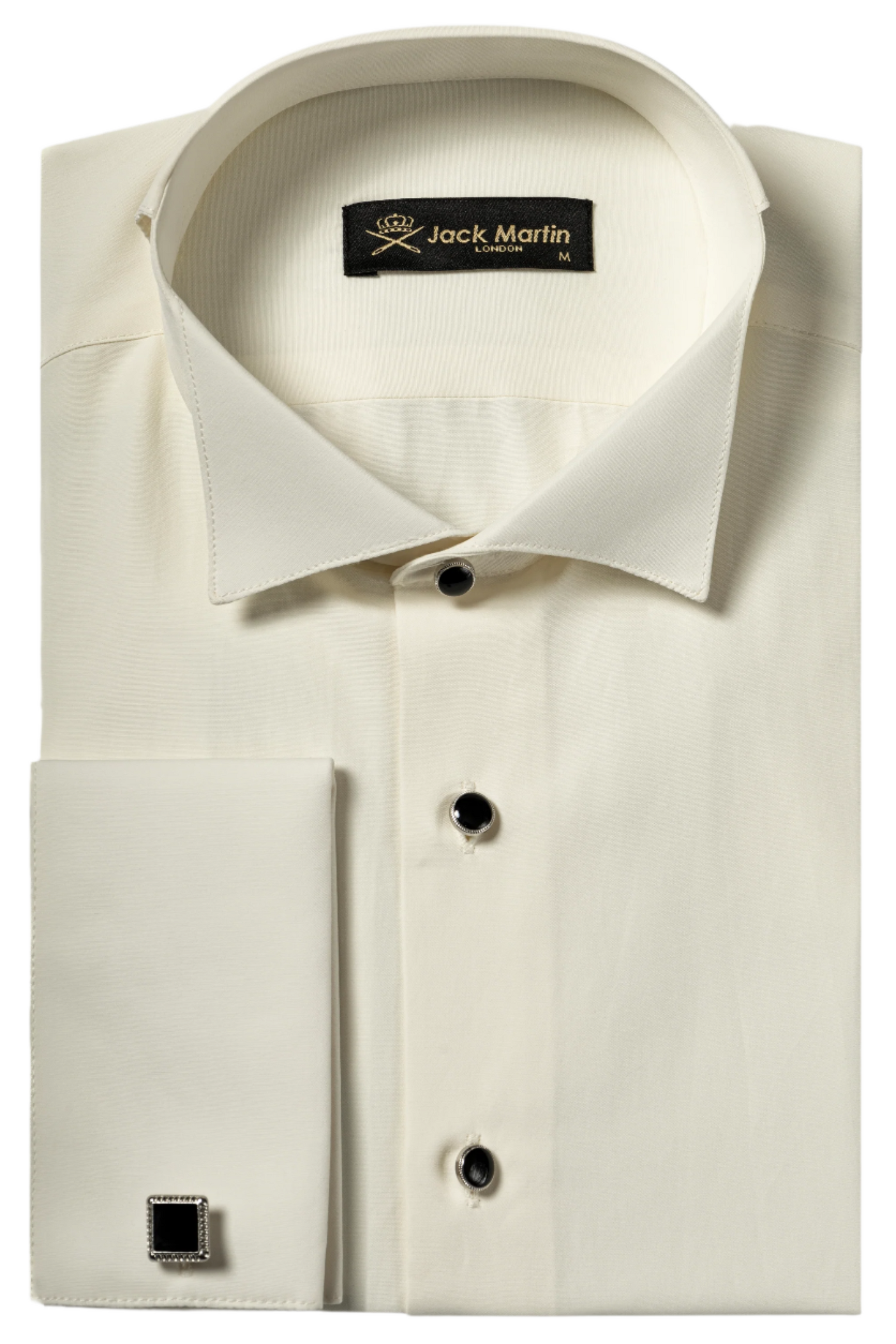 WILLIAM - Off White Wing Collar Double Cuff Dress Shirt